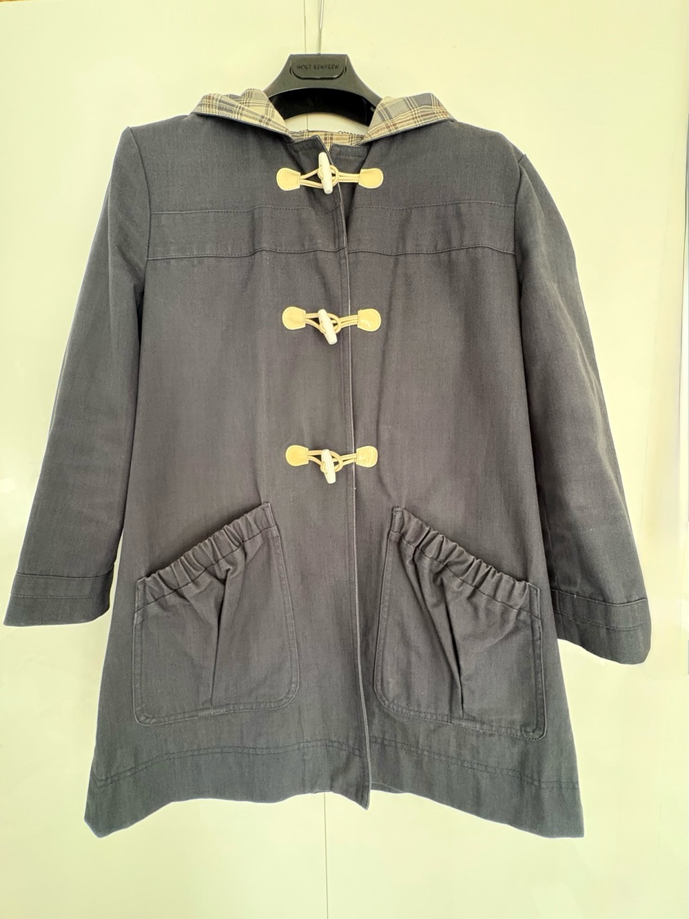 Vintage See by Chloé Hooded Navy Cream Toggle Parka Jacket, IT 44/ US 8